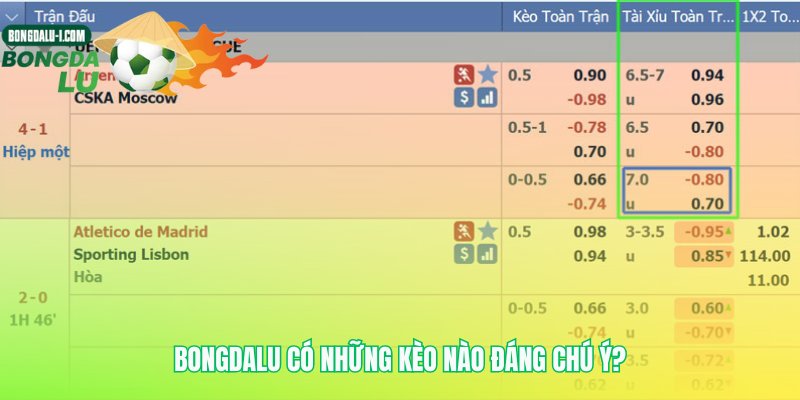Những loại kèo được soi tại Bongdalu